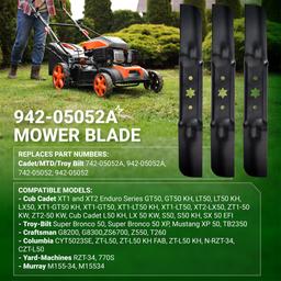BlueStars 942-05052A Mower Blades for 50 Inch Deck Lawn Mower - Fit for Cub Cadet 50 Inch XT1 LT50 GT50 RZT SX50 EFI FAB Troy Bilt Mustang XP Craftsman Z550 742-05052A - Medium Lift Mulching 3 Packs thumbnail 2