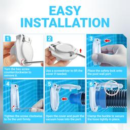 [Lifetime Warranty] W400BWHP Free Rotating Vacuum Lock Safety Wall Fitting - Fit for Zodiac, Hayward, Pentair Suction Pool Cleaners - Replace W400BLGP W400BBKP K1250 Safety Wall Accessories Pool Suction Cover thumbnail 2