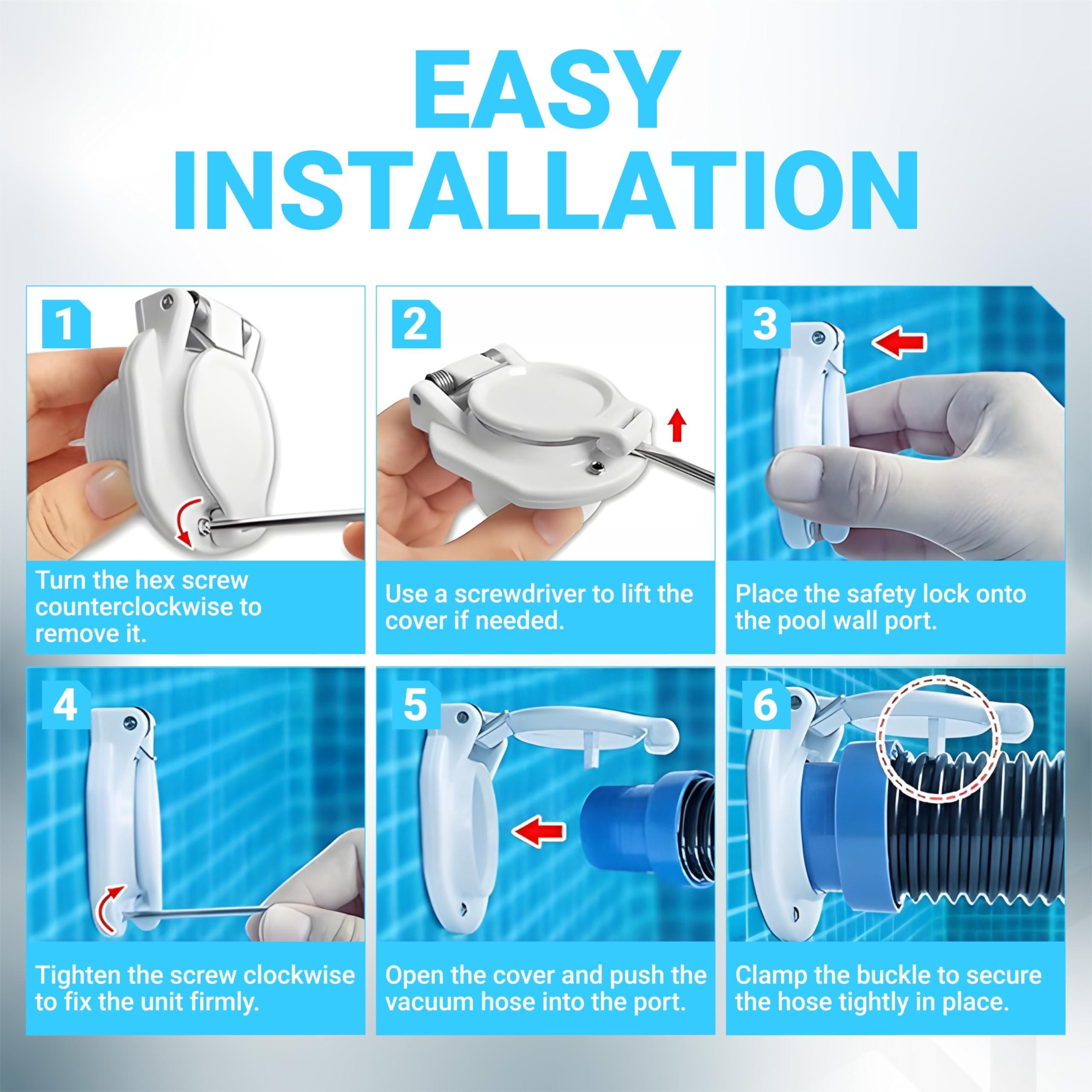 [Lifetime Warranty] W400BWHP Free Rotating Vacuum Lock Safety Wall Fitting - Fit for Zodiac, Hayward, Pentair Suction Pool Cleaners - Replace W400BLGP W400BBKP K1250 Safety Wall Accessories Pool Suction Cover image 2