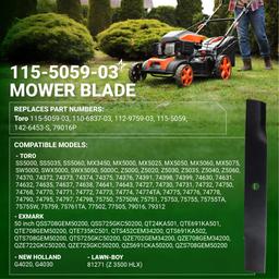 BlueStars 115-5059-03 Mower Blades - Fit for oro TimeCutter 50 Inch SS5000 75750 MX5000 75755 MX5060 MX5050 Exmark Quest 142-6453-S 110-6837-03 - Replaces 110-6837-03 112-9759-03 Zero Turn 3 Packs thumbnail 2