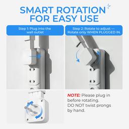 [Lifetime Warranty] Electrical Outlet Extender Stick, 360° Rotating Wall Outlet Expander with 4 AC Outlets, USB-C PD 20W Fast Charging, 2 USB-A & 2 USB-C Ports, 18"-27" Adjustable Power Strip thumbnail 4
