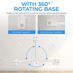 [Lifetime Warranty] Electrical Outlet Extender Stick, 360° Rotating Wall Outlet Expander with 4 AC Outlets, USB-C PD 20W Fast Charging, 2 USB-A & 2 USB-C Ports, 18"-27" Adjustable Power Strip thumbnail 3