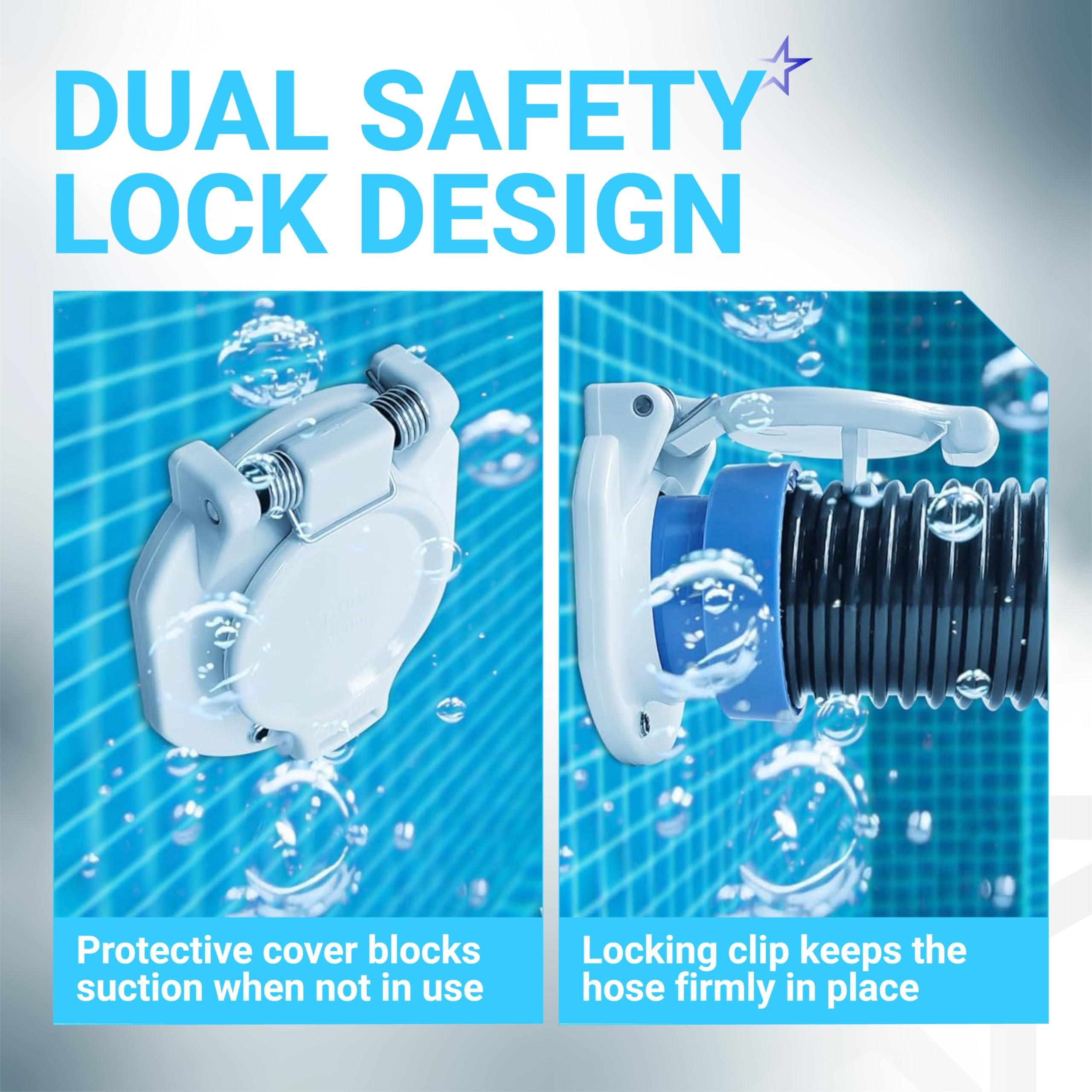 [Lifetime Warranty] W400BWHP Free Rotating Vacuum Lock Safety Wall Fitting - Fit for Zodiac, Hayward, Pentair Suction Pool Cleaners - Replace W400BLGP W400BBKP K1250 Safety Wall Accessories Pool Suction Cover image 3