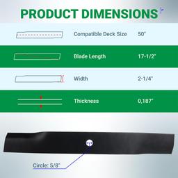 BlueStars 115-5059-03 Mower Blades - Fit for oro TimeCutter 50 Inch SS5000 75750 MX5000 75755 MX5060 MX5050 Exmark Quest 142-6453-S 110-6837-03 - Replaces 110-6837-03 112-9759-03 Zero Turn 3 Packs thumbnail 1