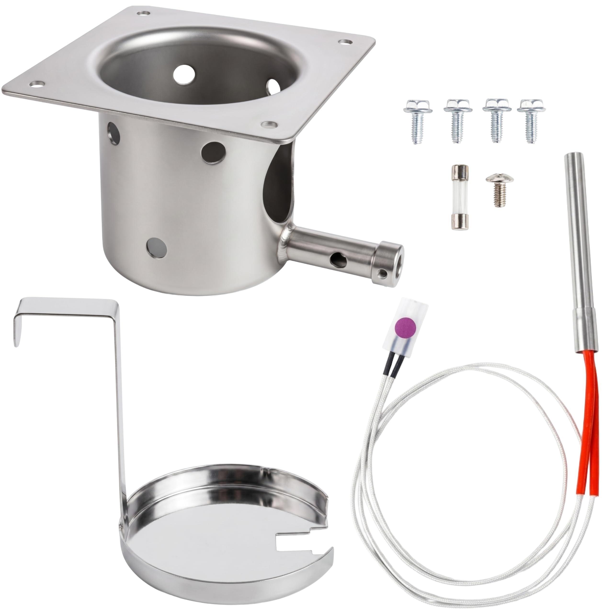 [Lifetime Warranty] Fire Burn Pot and Hot Rod Ignitor Kit Replacement for Traeger Pit Boss Wood Pellet Grills with Ash Remover, Screws & Fuse image 0