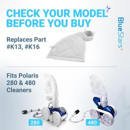[Lifetime Warranty] K13 K16 Pool Cleaner Zippered Bag, Nylon Mesh Pool Vacuum Bag Replacement - Compatible with Polaris 280, 480 Pool Cleaners - Pack of 2 thumbnail 1