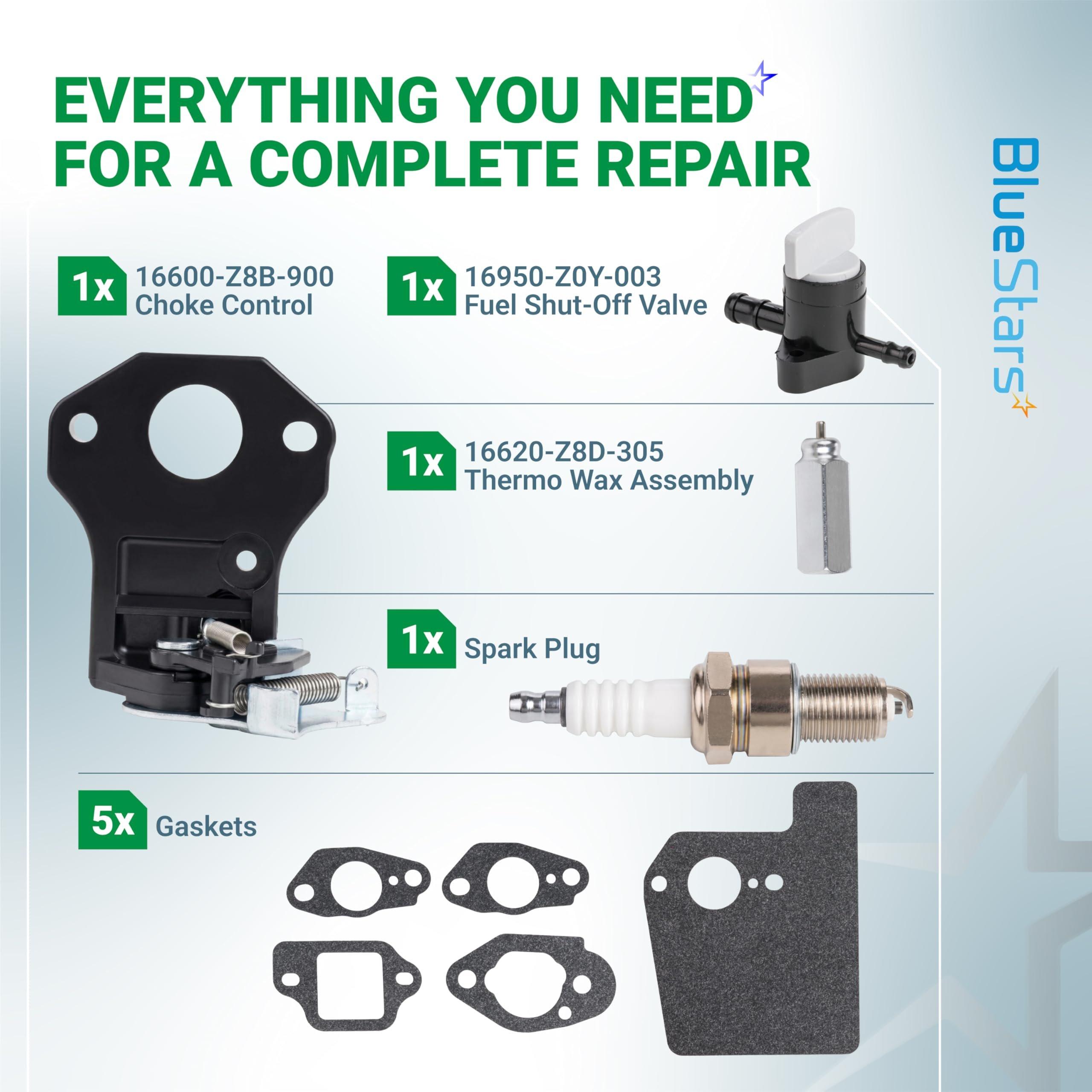 [Lifetime Warranty] 16620-Z8D-305 Thermo Wax Assembly & 16600-Z8B-900 Choke Control for Honda GCV160 GCV160A0 GCV160LA0 GCV190 HRX217 HRR216 Lawn Mower Engine Parts with 16950-Z0Y-003 Fuel Shut-Off Valve image 2