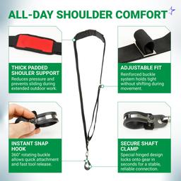 [Lifetime Warranty] 49-16-2722 Shoulder Strap - Compatible with Milwaukee M18 Fuel Quik-Lok & EGO Power+ AP1500 String Trimmer Blower Multi-Head System thumbnail 2