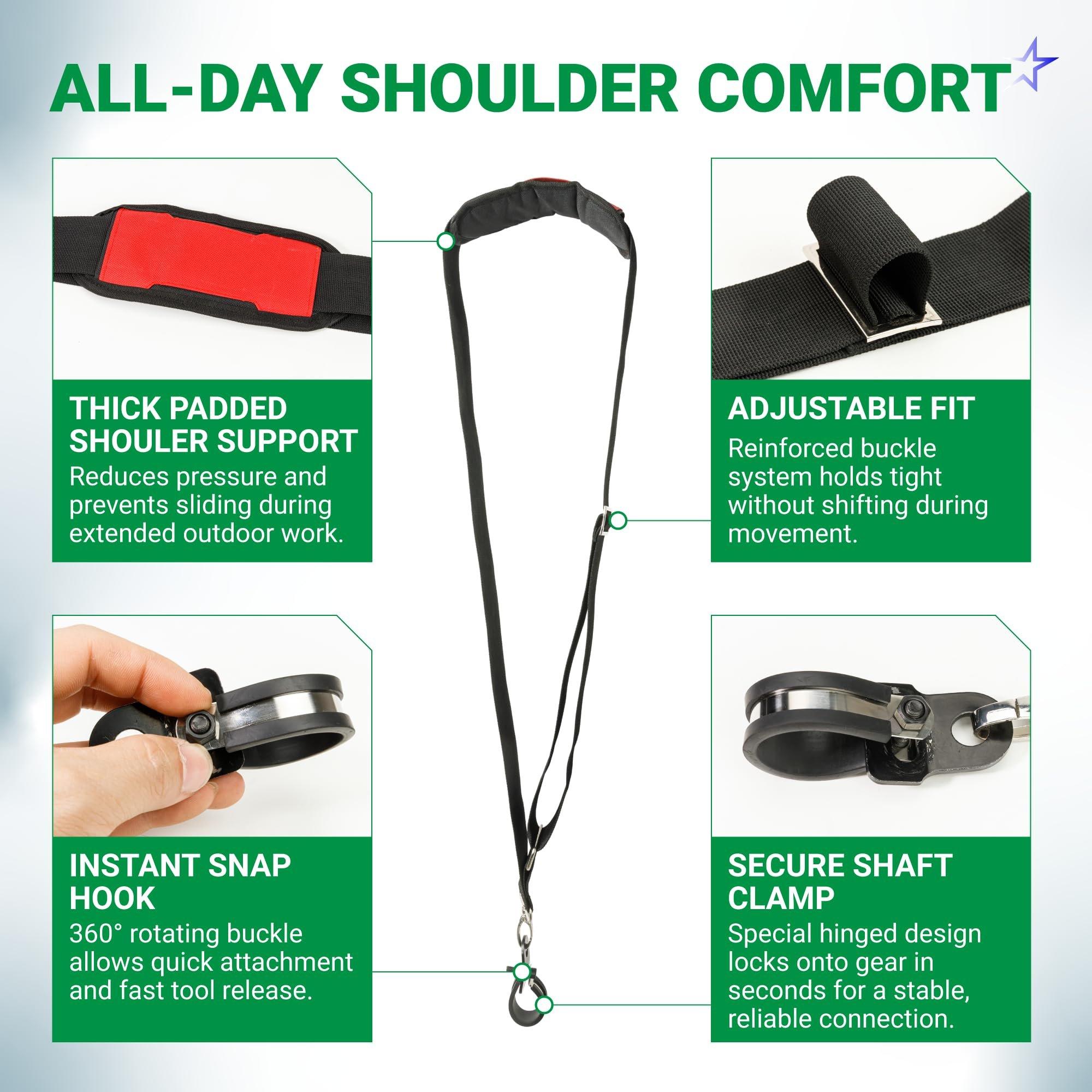 [Lifetime Warranty] 49-16-2722 Shoulder Strap - Compatible with Milwaukee M18 Fuel Quik-Lok & EGO Power+ AP1500 String Trimmer Blower Multi-Head System image 2