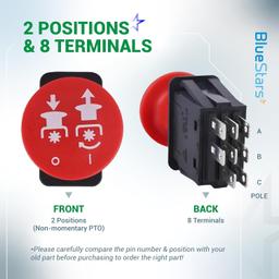 [Lifetime Warranty] 8 Terminals 10 AMP Clutch PTO Switch 4174684 500016 - Compatible with Dixie Chopper Delta Hustler Lawn Mowers Classic RZT Pro Series SZT Pro Series Zee 2 RZT Mower Delta Series 6204 Red thumbnail 3