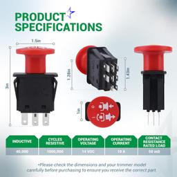 [Lifetime Warranty] 8 Terminals 10 AMP Clutch PTO Switch 4174684 500016 - Compatible with Dixie Chopper Delta Hustler Lawn Mowers Classic RZT Pro Series SZT Pro Series Zee 2 RZT Mower Delta Series 6204 Red thumbnail 2