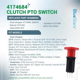 [Lifetime Warranty] 8 Terminals 10 AMP Clutch PTO Switch 4174684 500016 - Compatible with Dixie Chopper Delta Hustler Lawn Mowers Classic RZT Pro Series SZT Pro Series Zee 2 RZT Mower Delta Series 6204 Red thumbnail 5