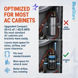 [Upgraded] 45+5 uF 45/5 MFD ±5% 370/440VAC CBB65 Dual Run Round Capacitor | CE cRUus Certified thumbnail 4