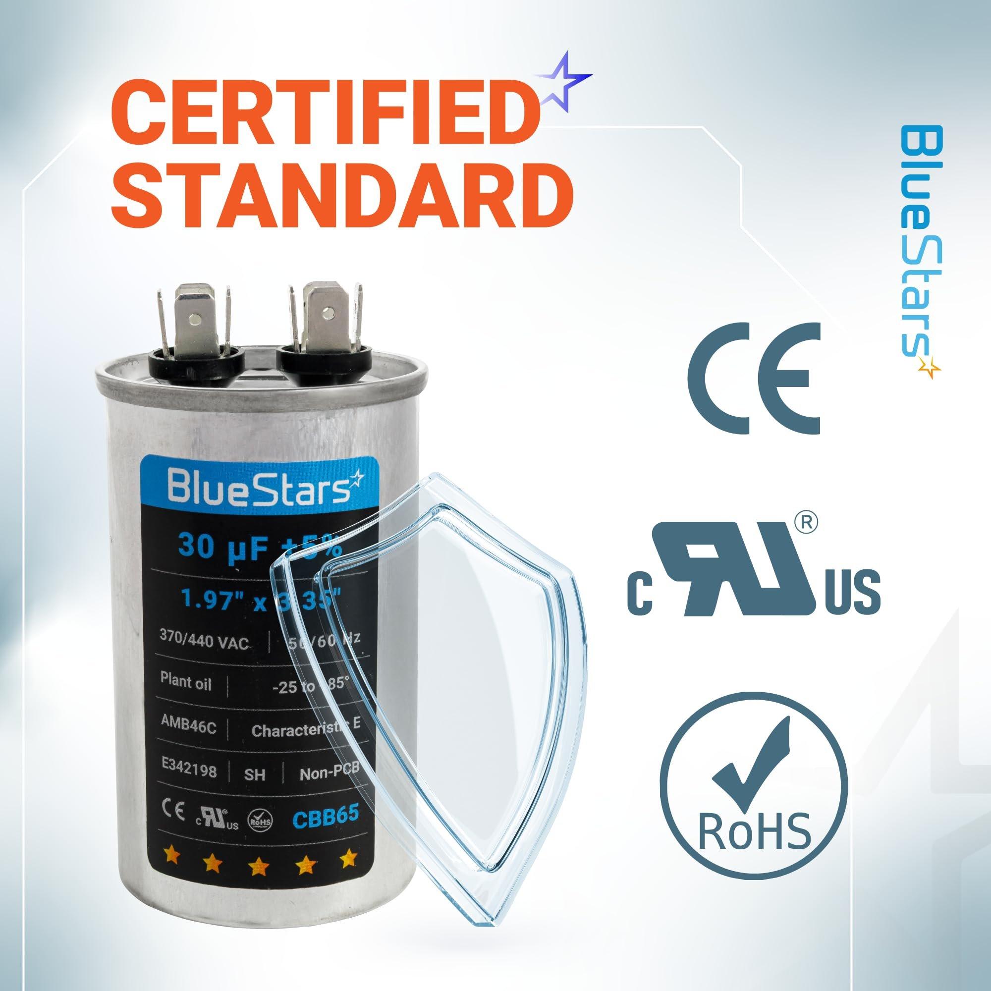 [Upgraded] 30 uF MFD ±5% 370V 440V AC CBB65 Multi-Purpose Motor Run Round Capacitor | CE cRUus Certified image 1