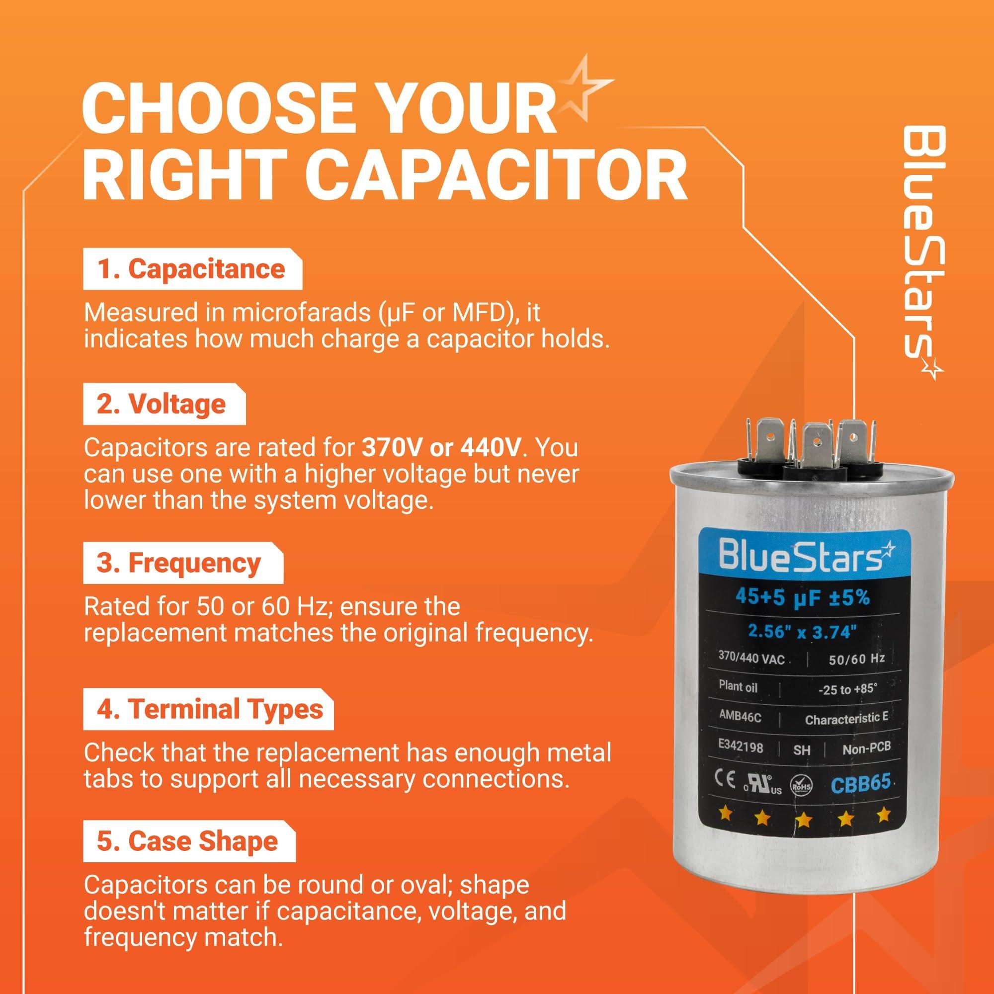 [Upgraded] 45+5 uF 45/5 MFD ±5% 370/440VAC CBB65 Dual Run Round Capacitor | CE cRUus Certified image 9