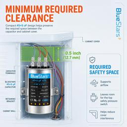 [Upgraded] 45+5 uF 45/5 MFD ±5% 370/440VAC CBB65 Dual Run Round Capacitor | CE cRUus Certified thumbnail 5