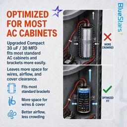 [Upgraded] 30 uF MFD ±5% 370V 440V AC CBB65 Multi-Purpose Motor Run Round Capacitor | CE cRUus Certified thumbnail 4