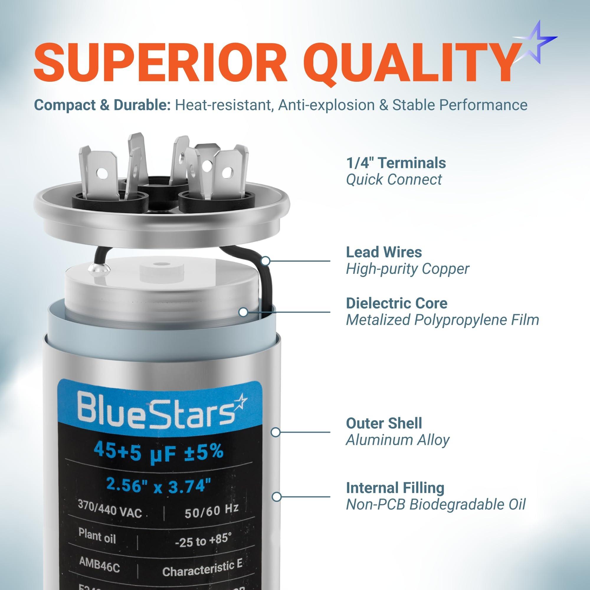 [Upgraded] 45+5 uF 45/5 MFD ±5% 370/440VAC CBB65 Dual Run Round Capacitor | CE cRUus Certified image 8