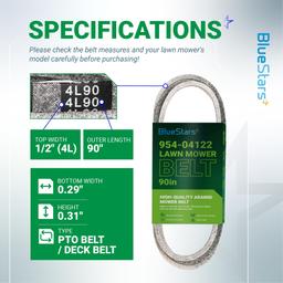 954-04122 754-04122 Lawn Mower Belt for Troy Bilt 46" Deck MTD Toro LX460 LX465 13AX60KH011 13AX60KH066 13AX60KH211 Riding Mowers - Replaces 954-5834 112-5834 | 1/2" x 90" thumbnail 1