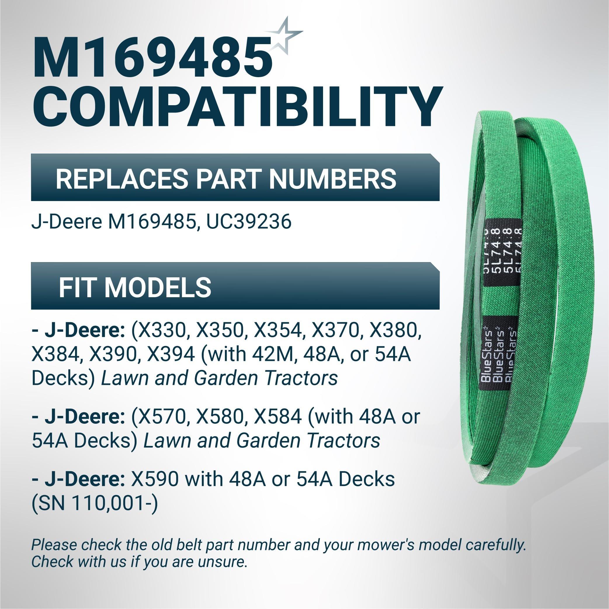 [Grip120] M169485 Primary Deck Belt for John Deere X330 X350 X354 X370 X380 X390 X394, X570 X580 X584 X590 Lawn Tractors, Mower Belt - Replaces UC39236 | 5/8" x 74.8" image 5