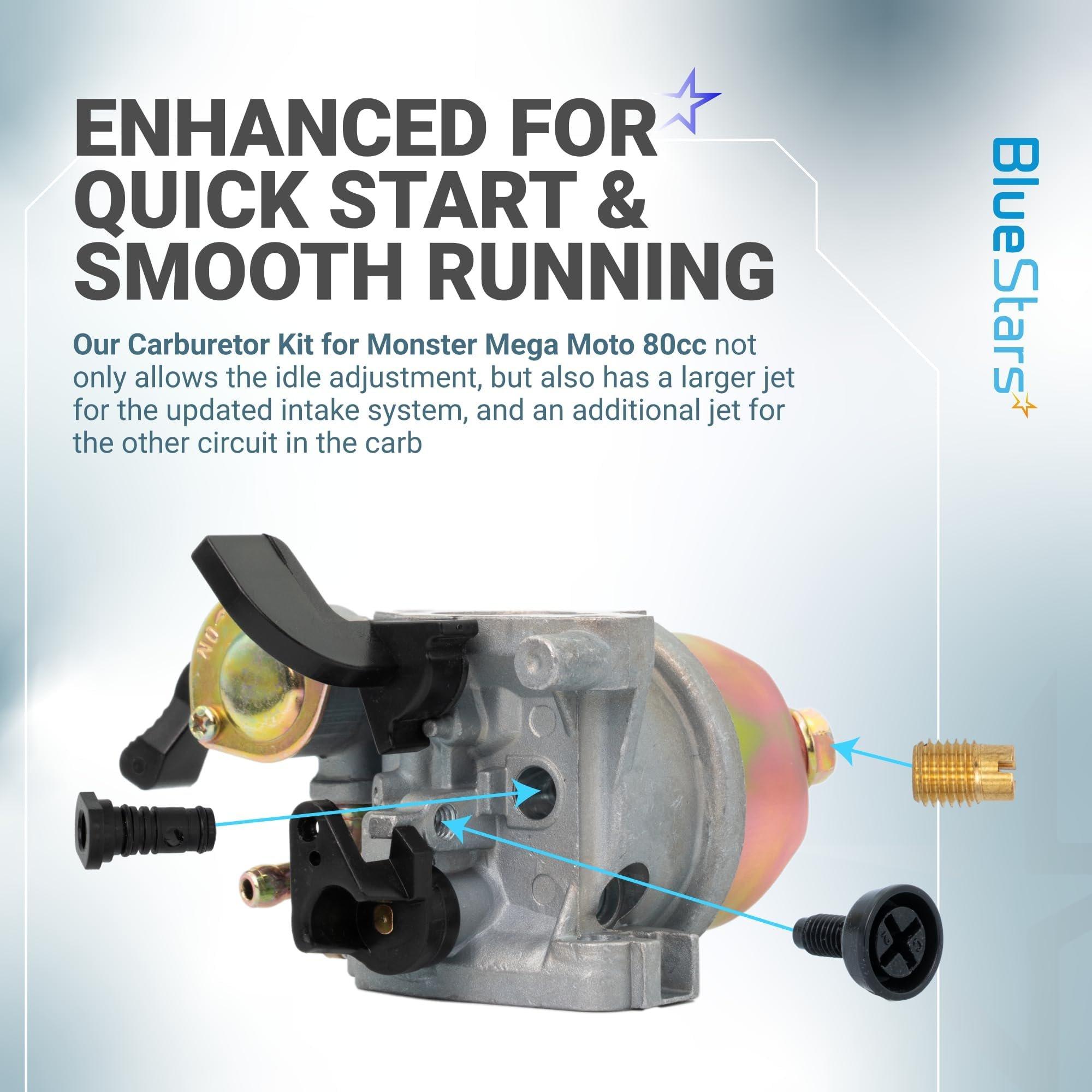 Carburetor Kit for Monster Mega Moto 79cc 80cc 97cc 105cc Mini Bike MMB80 MMB105 Motovox MBX10 Baja DB30 Coleman B100 RT100 Go Kart Carb Engine | w/Main Jet Throttle Cable image 6