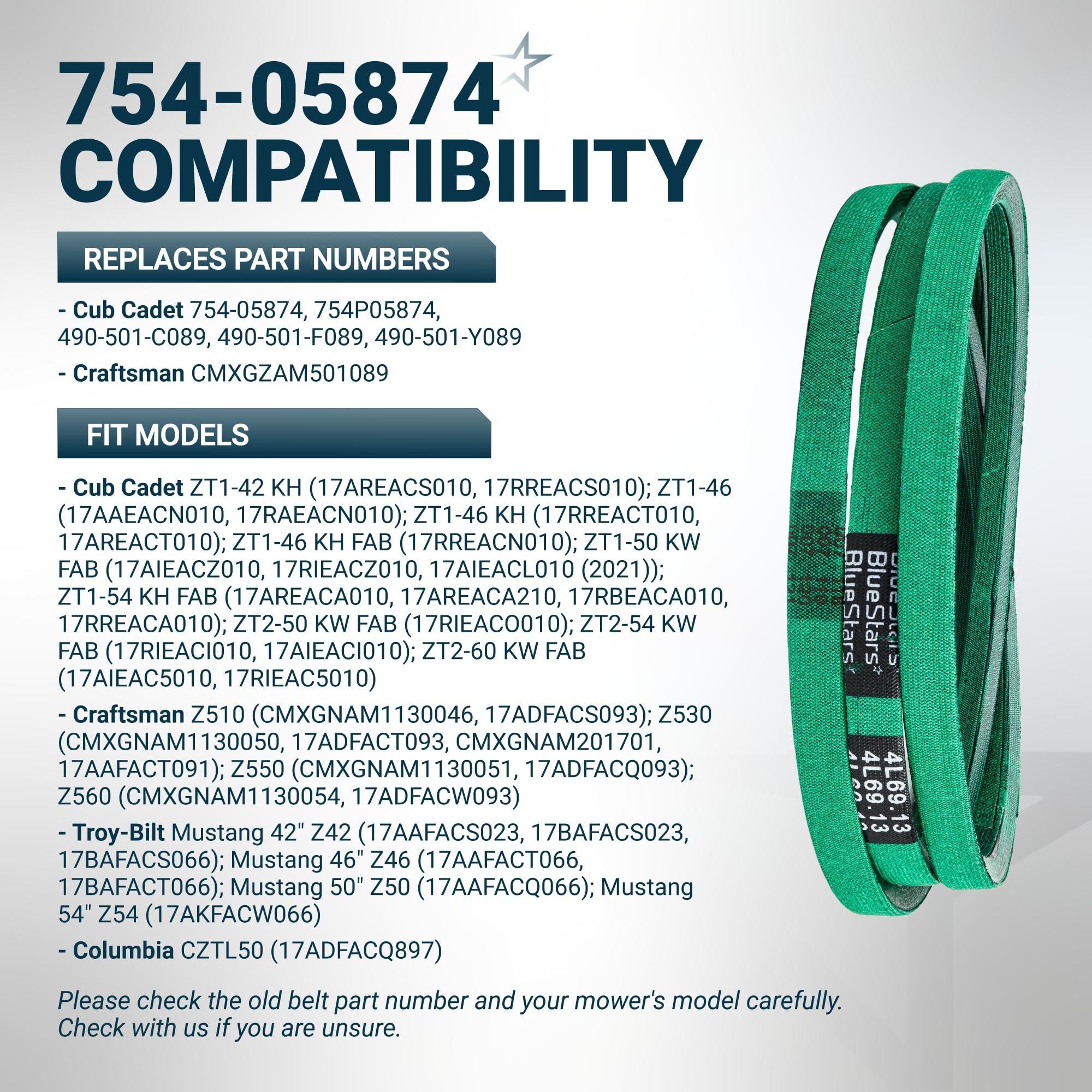 [Grip120] 754-05874 Transmission Drive Belt for Craftsman Troy Bilt MTD Cub Cadet RZT - Replaces 754P05874 490-501-C089 CMXGZAM501089 | 1/2" x 69.13" image 5