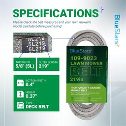 109-9023 Deck Belt Replacement for Exmark 72 Inch Deck Lazer Z X, Next Lazer Z Series Zero-Turn Mowers - Replaces 1099023 135-5777 135-5777-SL | 5/8" x 219" thumbnail 1