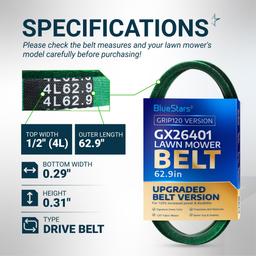 [Grip120] GX26401 Traction Drive Belt for John Deere ZTrak Zero-Turn Mowers Z235 Z255 Z335E Z335M Z345M Z345R Z355E Z355R Z375R, V-Belt - Replaces M165413 | 1/2" x 62.9" thumbnail 1