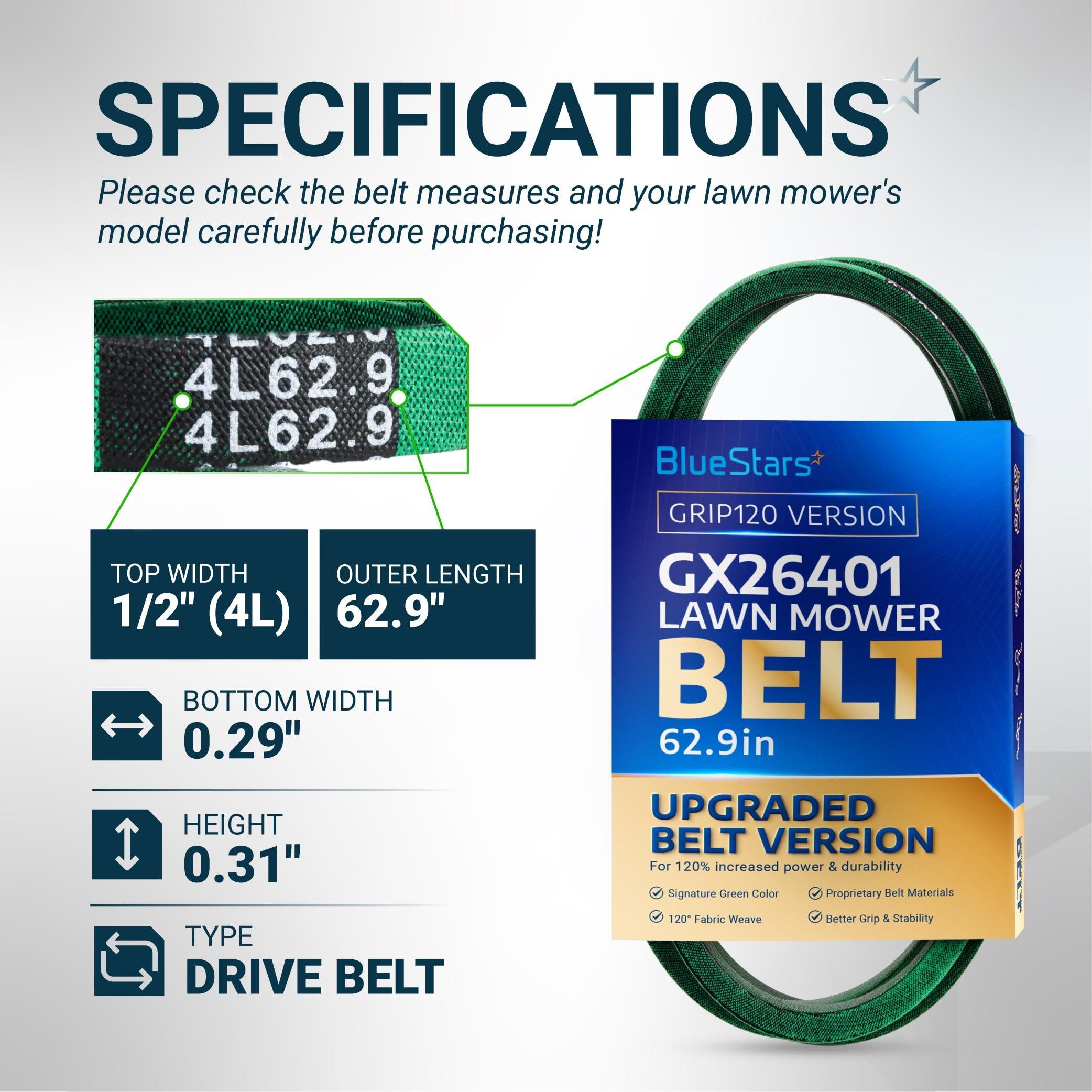 [Grip120] GX26401 Traction Drive Belt for John Deere ZTrak Zero-Turn Mowers Z235 Z255 Z335E Z335M Z345M Z345R Z355E Z355R Z375R, V-Belt - Replaces M165413 | 1/2" x 62.9" image 1