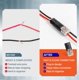 2 Pin Double Wire Plug-in Connectors with Locking Buckle, 18-22 AWG Low Voltage Quick Wire Splice Connectors | Pack of 100 thumbnail 8
