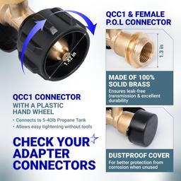 Propane Tank Gauge Level Indicator for 5-40lb Tanks with QCC1/Type Connection for RV Camper, Cylinder, BBQ Gas Grill, Heater, Fire Pit thumbnail 1