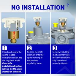 1/2" Gas Pressure Regulator, Adjustable Natural Gas and Liquefied Interchange Pressure Regulator with 2 Brass 1/2" NPT Conversion Adapters for NG/LPG Applications Grill, Heater, Oven, Stove thumbnail 5