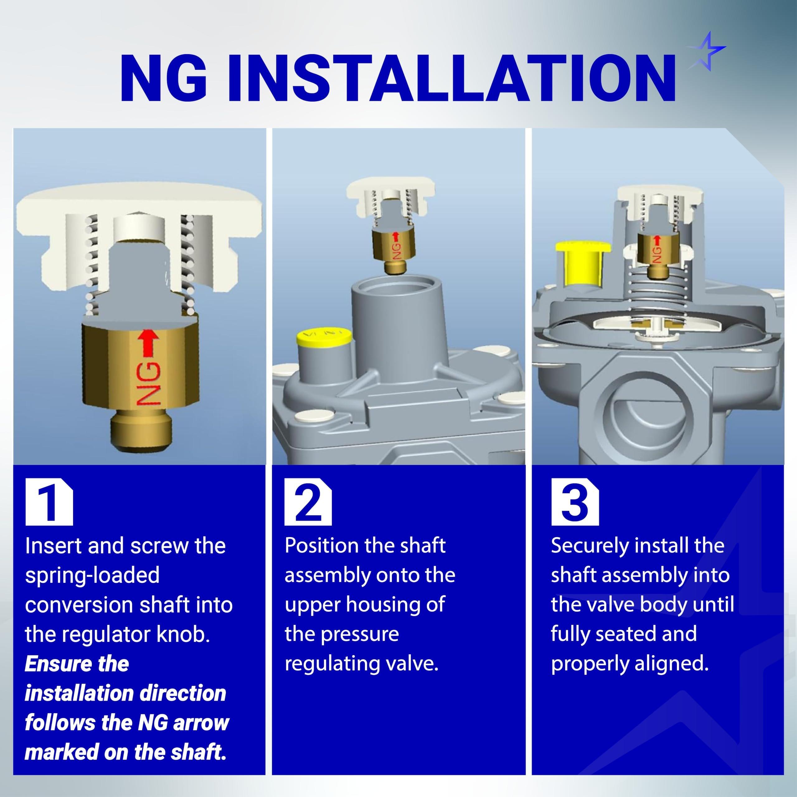 1/2" Gas Pressure Regulator, Adjustable Natural Gas and Liquefied Interchange Pressure Regulator with 2 Brass 1/2" NPT Conversion Adapters for NG/LPG Applications Grill, Heater, Oven, Stove image 5