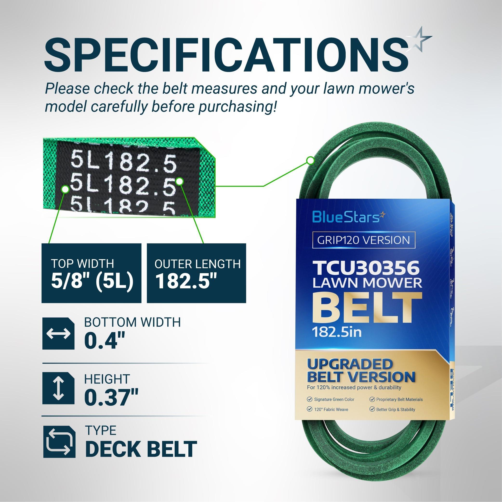 [Grip120] TCU30356 Deck Belt for John Deere Z915B Z915E Z920M Z930M Z950M Z960M Z970R ZTrak Mowers, Mower Blade Belt - Replaces TCU35604 | 5/8" x 182.5" image 1