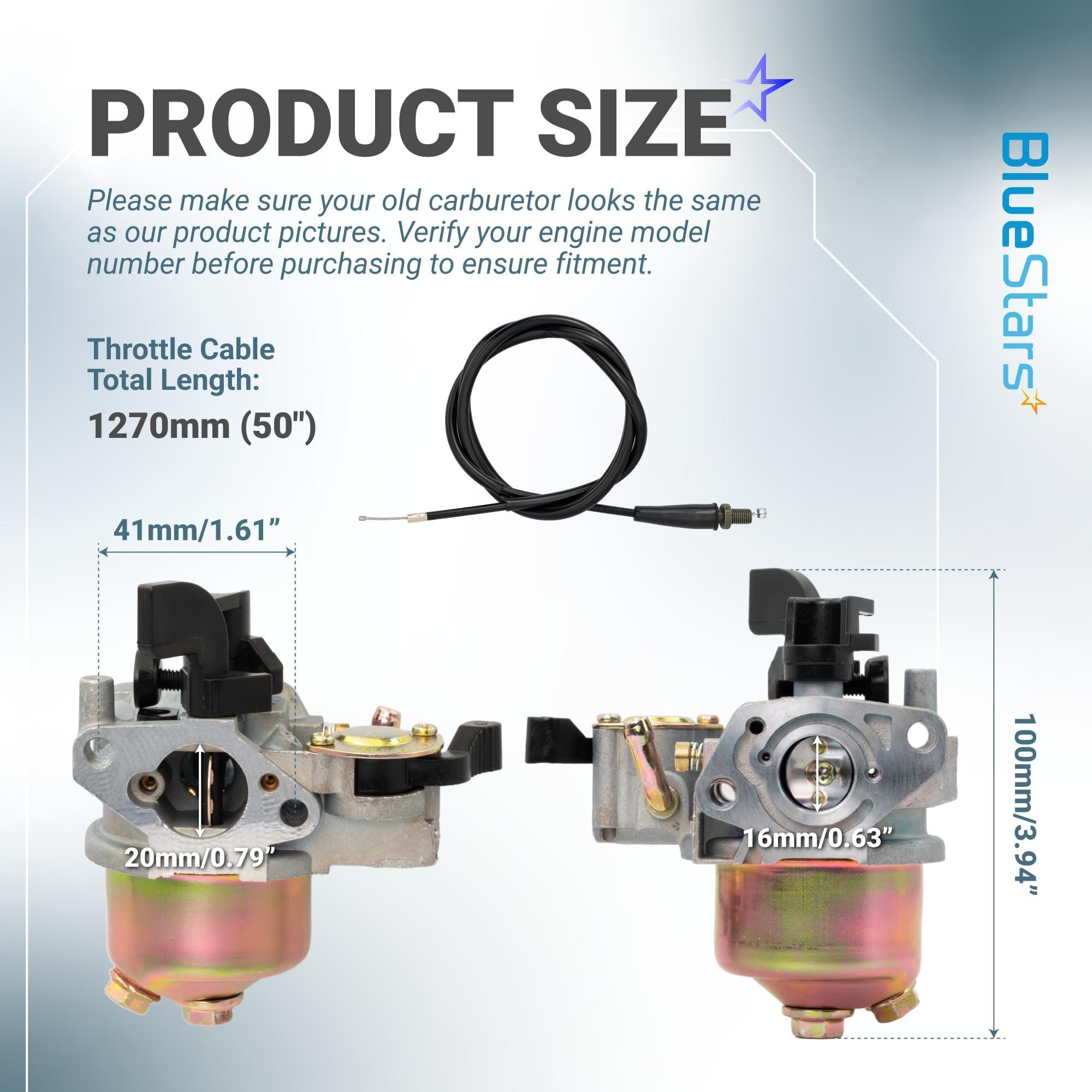 Carburetor Kit for Monster Mega Moto 79cc 80cc 97cc 105cc Mini Bike MMB80 MMB105 Motovox MBX10 Baja DB30 Coleman B100 RT100 Go Kart Carb Engine | w/Main Jet Throttle Cable image 2