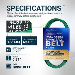 [Grip120] 754-05874 Transmission Drive Belt for Craftsman Troy Bilt MTD Cub Cadet RZT - Replaces 754P05874 490-501-C089 CMXGZAM501089 | 1/2" x 69.13" thumbnail 1