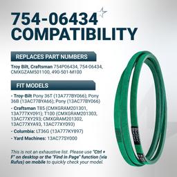[Grip120] 754-06434 Deck Belt for 36" Deck Troy Bilt 36 Pony 36T Pony 36B Craftsman T85 T100 - Replaces CMXGZAM501100 490-501-M100 | 1/2”x79.4 thumbnail 5
