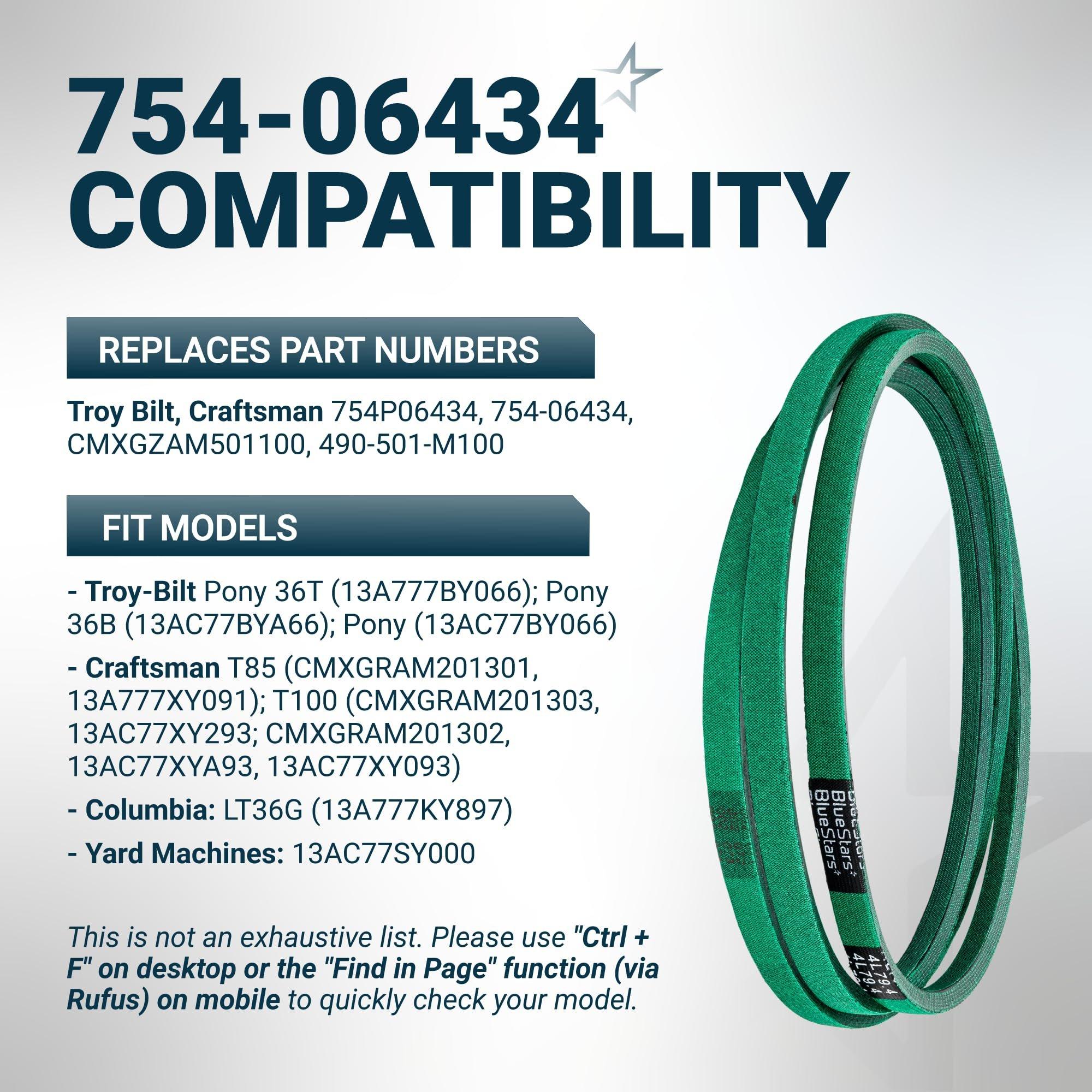 [Grip120] 754-06434 Deck Belt for 36" Deck Troy Bilt 36 Pony 36T Pony 36B Craftsman T85 T100 - Replaces CMXGZAM501100 490-501-M100 | 1/2”x79.4 image 5