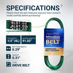 [Grip120] M144044 Drive Belt for John Deere X300 X304 X310 X320 X324 X340 X360 X380 X390, LT150 LT160 LT170 LT180 LT190 Lawn Tractors, Traction Belt | 1/2" x 91.02" thumbnail 1