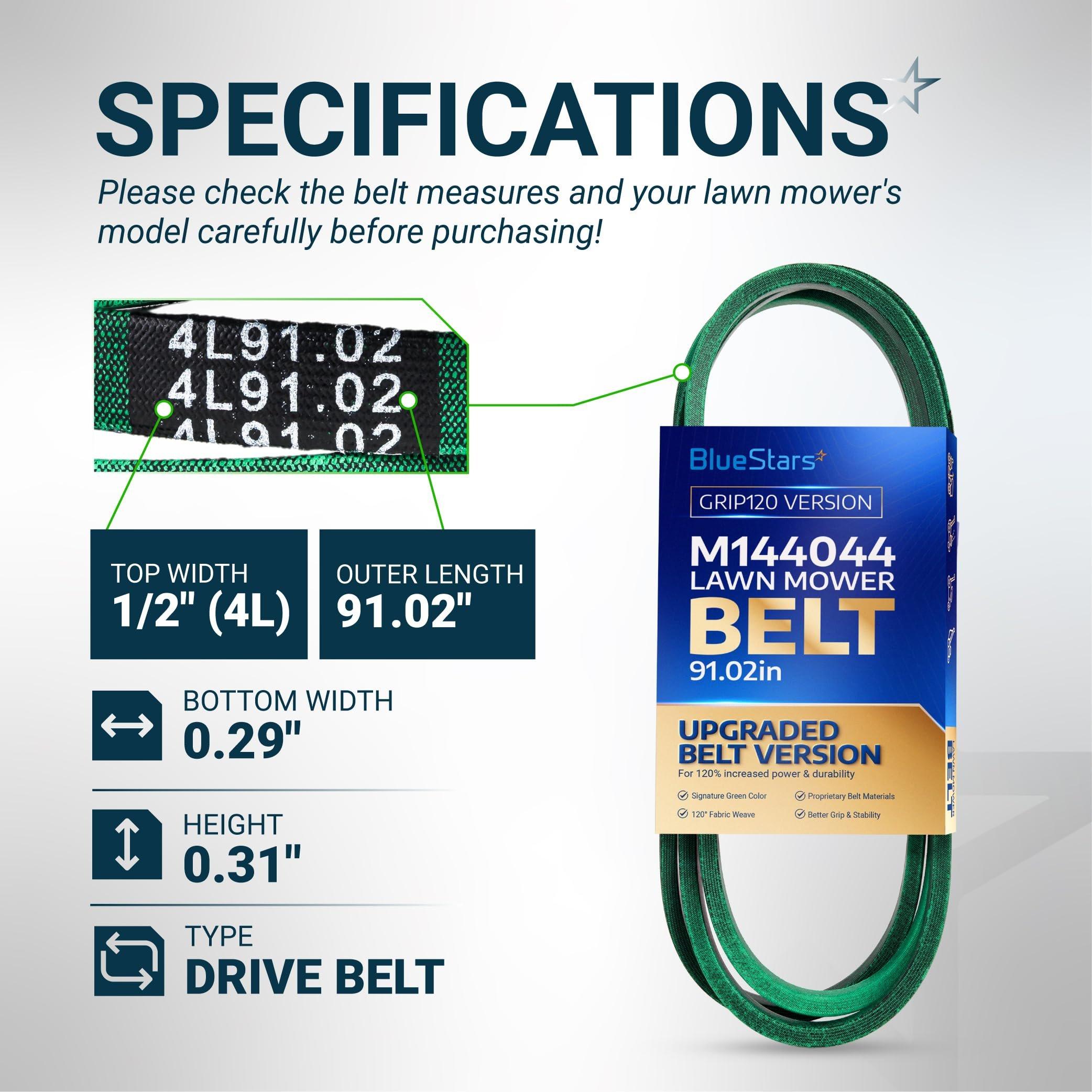 [Grip120] M144044 Drive Belt for John Deere X300 X304 X310 X320 X324 X340 X360 X380 X390, LT150 LT160 LT170 LT180 LT190 Lawn Tractors, Traction Belt | 1/2" x 91.02" image 1