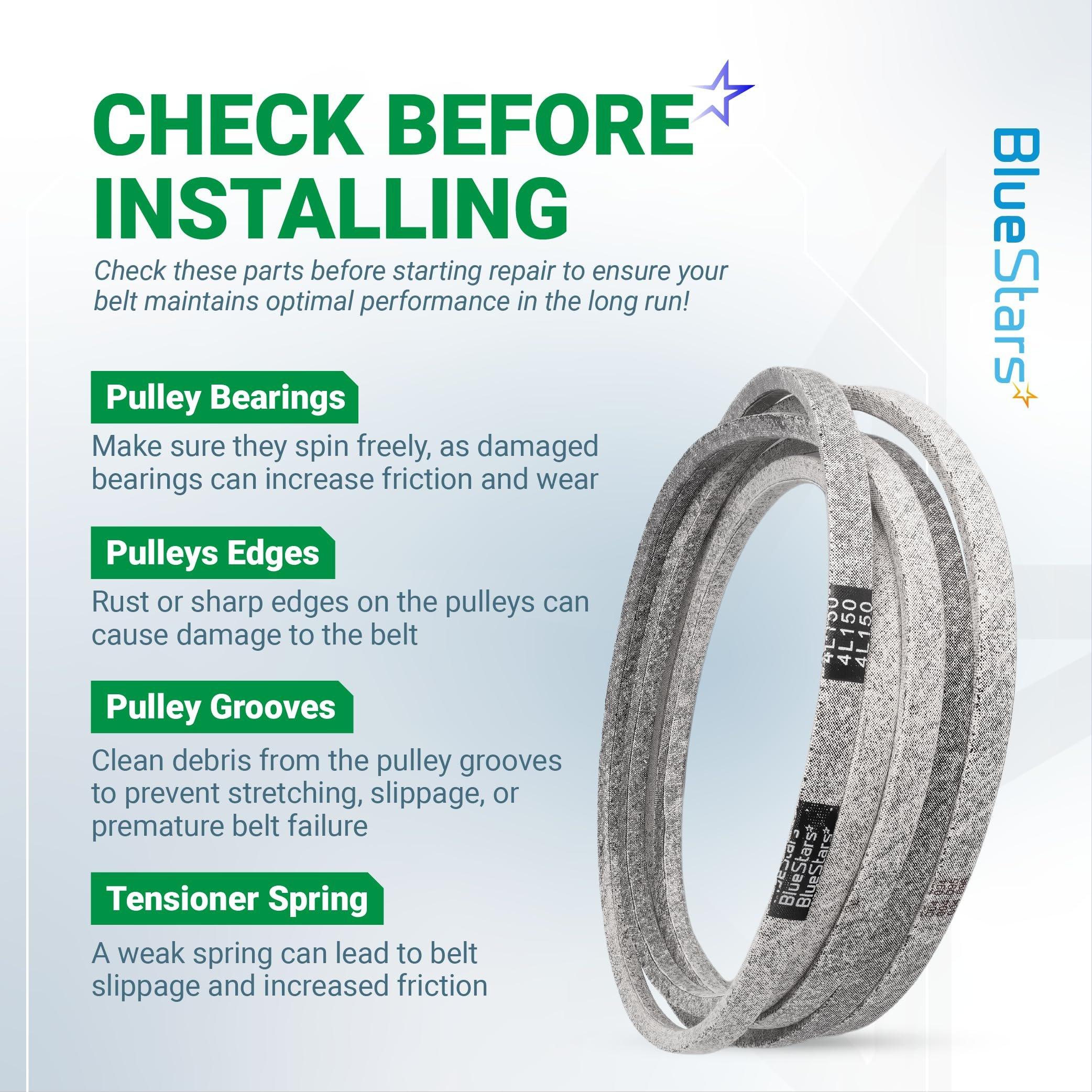 M154295 M158130 Deck Belt - Compatible with J-Deere Z245 Z425 Z445 EzTrak Zero-Turn Mowers with 48-inch Mower Deck, J-Deere D140 D155 D160 44-inch Snow Blower | 1/2" x 150" image 8