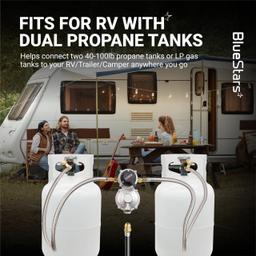 2-Stage Automatic Changeover LP Propane Gas Regulator with 36" Pigtail Hoses with Gauge POL Connect 100lb Propane Tank Regulator 1/4" Inverted Male Flare for RV Trailer Camper | CSA Certified thumbnail 7