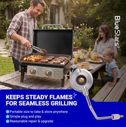 Griddle Regulator Replacement for Blue Rhino Razor 2 Burner Griddle GGC2030M 25" Outdoor Portable Propane Gas Grill Griddle GGC2030L GGT2130M GGT2131M GGT2160M Grill Adapter Regulator thumbnail 8