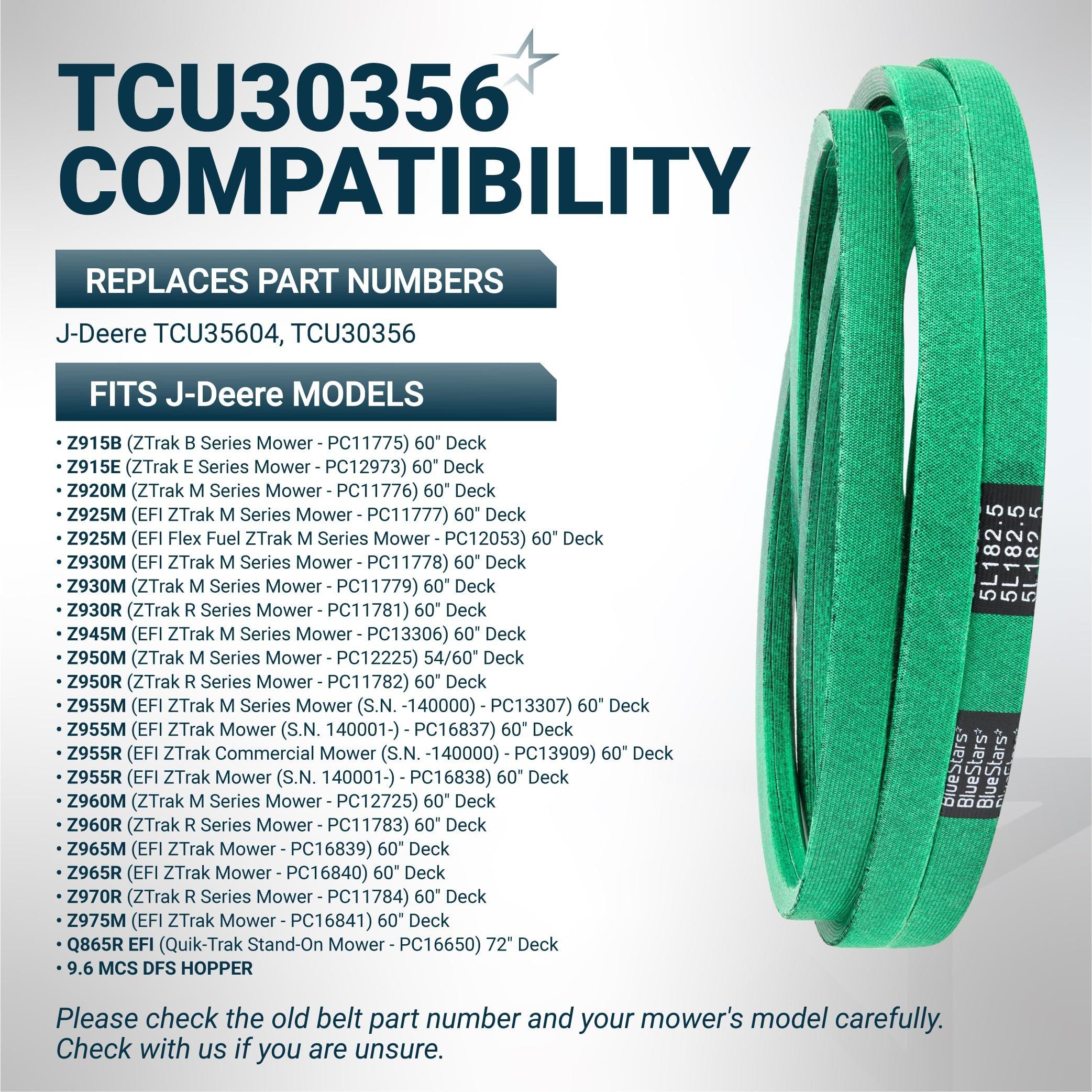 [Grip120] TCU30356 Deck Belt for John Deere Z915B Z915E Z920M Z930M Z950M Z960M Z970R ZTrak Mowers, Mower Blade Belt - Replaces TCU35604 | 5/8" x 182.5" image 5