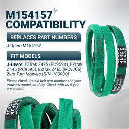 [Grip120] M154157 Drive Belt for John Deere EZtrak Z425 Z445 Z465 Zero Turn Mowers - Traction Drive V-Belt Replacement | 1/2" x 42.2" thumbnail 5