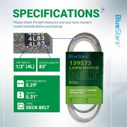 139573 Primary Deck Belt Replacement for Husqvarna 532139573 GTH220 GT190 GTH2250 GTH 2250 XP GTH2550XP GTH200 Craftsman AYP Poulan Lawn Mower Garden Tractor | 1/2" x 83" thumbnail 1