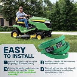 [Grip120] M169485 Primary Deck Belt for John Deere X330 X350 X354 X370 X380 X390 X394, X570 X580 X584 X590 Lawn Tractors, Mower Belt - Replaces UC39236 | 5/8" x 74.8" thumbnail 8