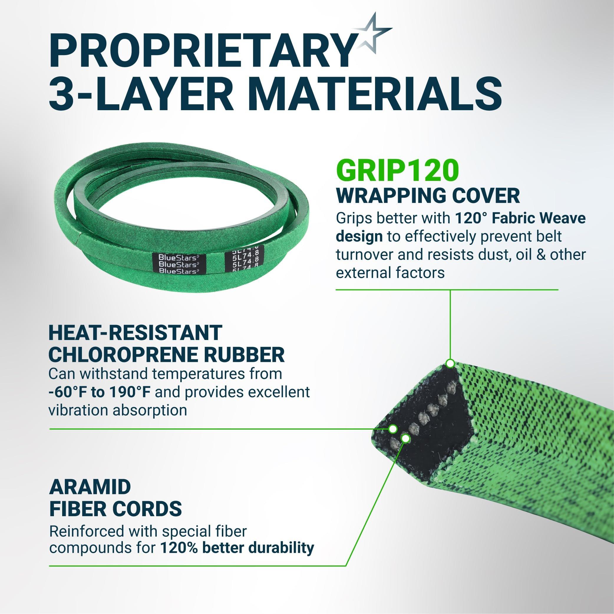 [Grip120] M169485 Primary Deck Belt for John Deere X330 X350 X354 X370 X380 X390 X394, X570 X580 X584 X590 Lawn Tractors, Mower Belt - Replaces UC39236 | 5/8" x 74.8" image 4