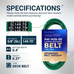 [Grip120] 041-1470-00 Deck Belt for 48” Bad Boy ZT Elite MZ Magnum Maverick HD Compact Loutlaw CZT Elite and 50” ZT CZT - Aramid Cord Mower Belt | 5/8” x 149.75” thumbnail 1