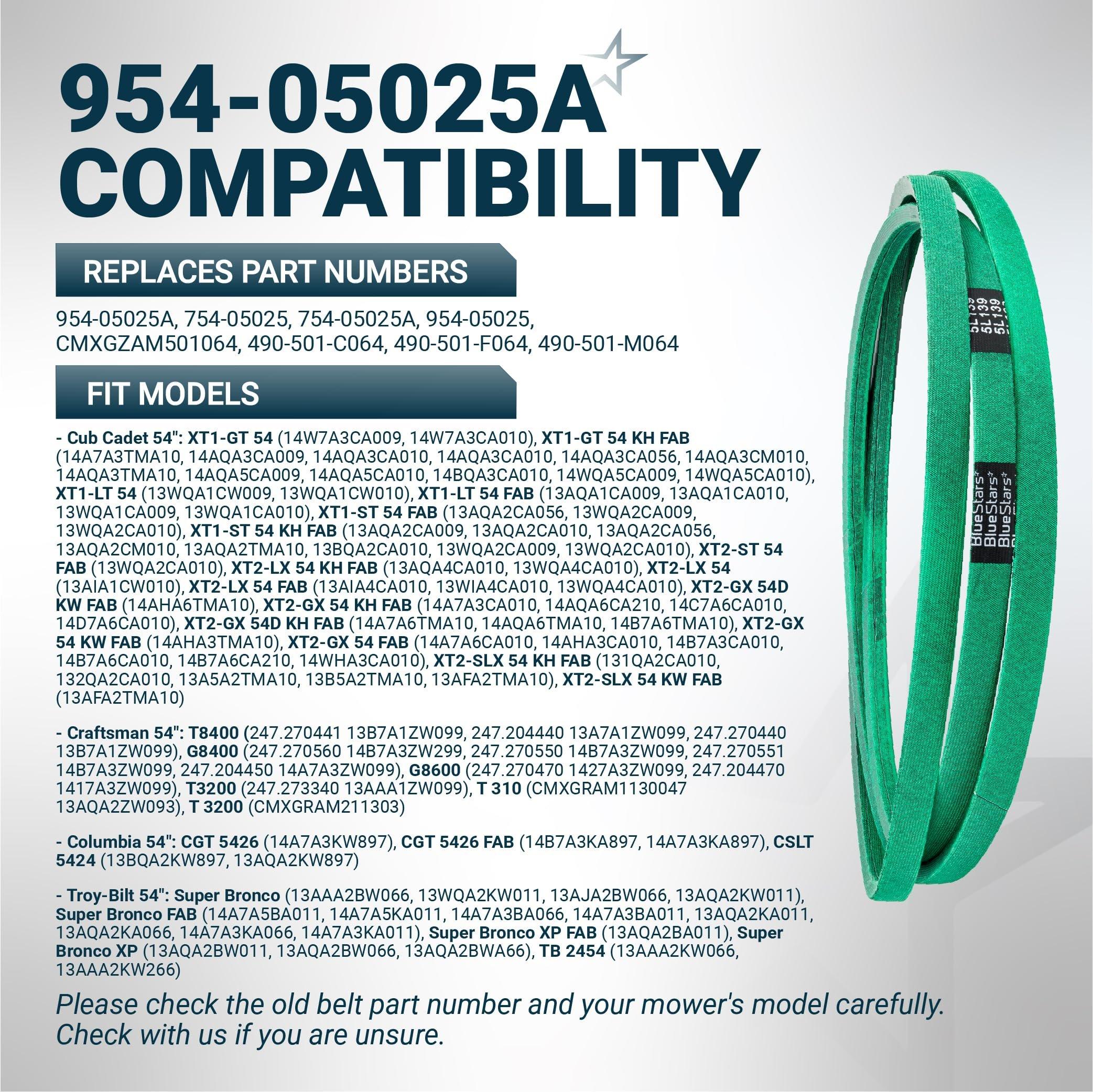 [Grip120] 954-05025A Deck Belt for 54" Lawn Mower Decks - Fits Cub Cadet XT1 GT54 ST54, Troy-Bilt TB2454, Craftsman T8400, V-Belt - Replaces 754-05025A 954-05025 | 5/8" x 139" image 5